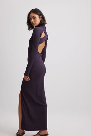 Purple Midi-jurk met gekruiste achterkant