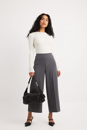 Dark Grey Culotte broek met hoge taille