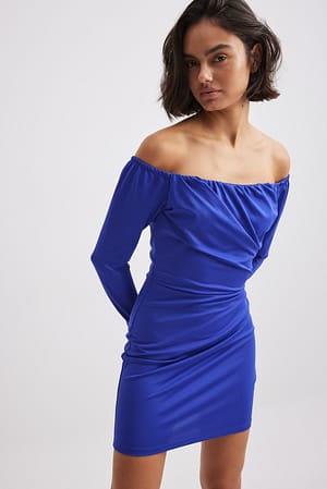 Blue Gedrapeerde mini-jurk