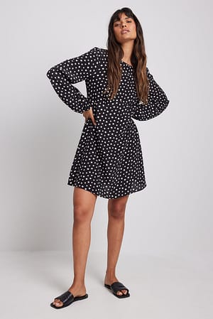 Dots Flowy mini-jurk met strikdetail