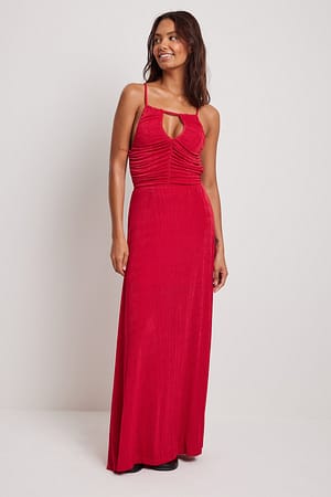 Red Verzamelde maxi-jurk met open rug