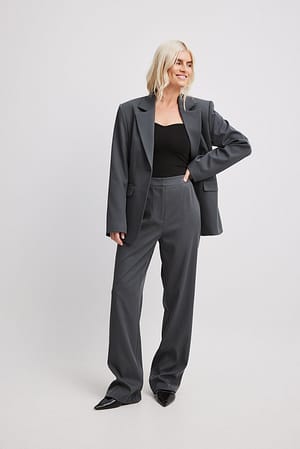 Grey Uitlopende broek met hoge taille