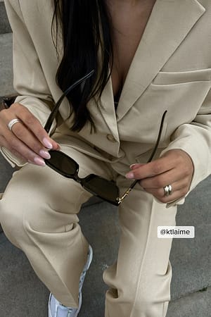 Sand Oversized Twill Blazer