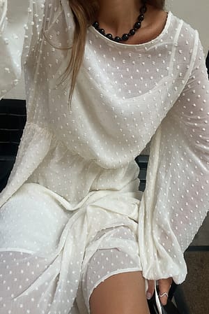 Cream Volume Sleeve Maxi Dress