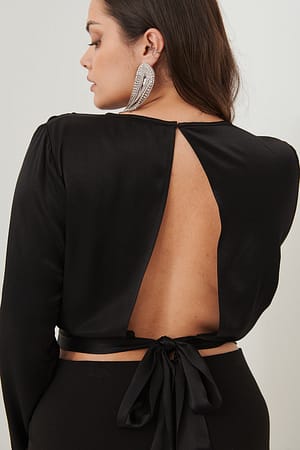 Black Satijnen blouse met open rug