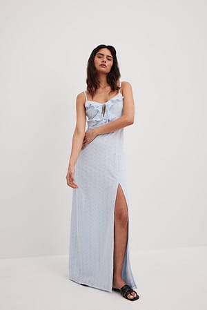Light Blue Maxi-jurk met hoge split
