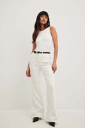White Flared jeans met hoge taille