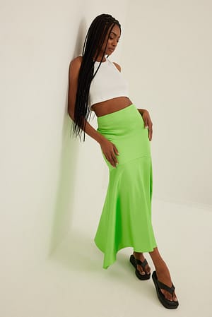 Lime Maxi gonna in satin