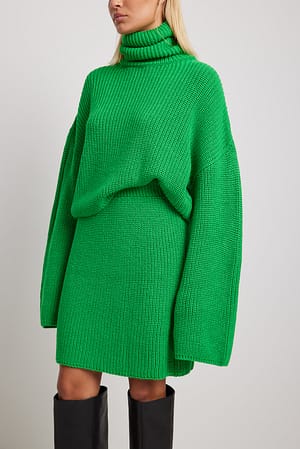 Green Minigonna in maglia a coste