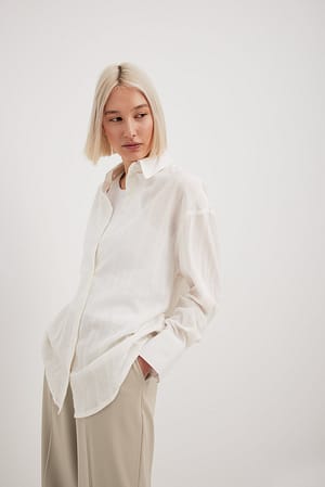 White Overhemd met lange mouwen en gestreept detail