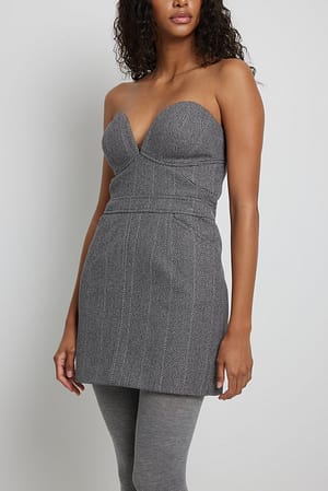 Grey Multi Tweed jurk