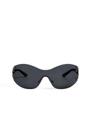 Black Randlose ovale Sonnenbrille