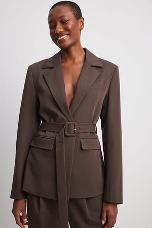 Brown Oversized blazer met rugdetail