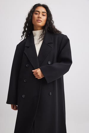 Black Übergroßer Mantel