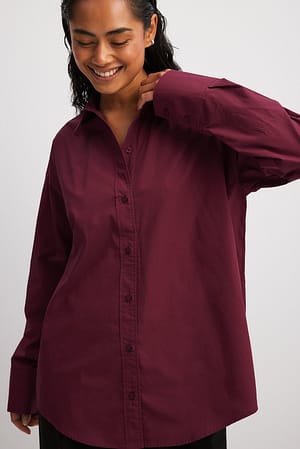 Burgundy Oversized katoenen shirt