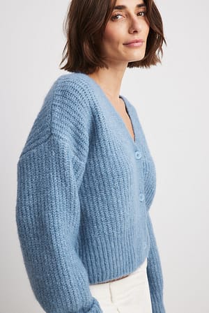 Blue Oversized Knitted Cardigan