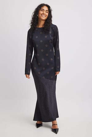 Dot Print Satijnen midi-jurk met polka dots