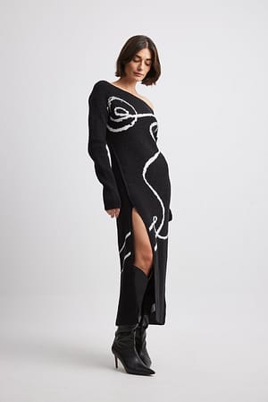 Black/White Printed Knitted Dress