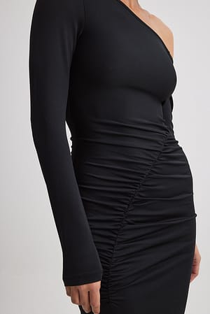 Black Geplooide maxi-jurk