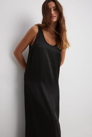 Black Satijnen maxi-jurk