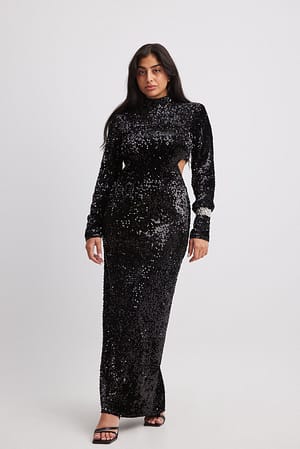 Black Pailletten Maxikleid