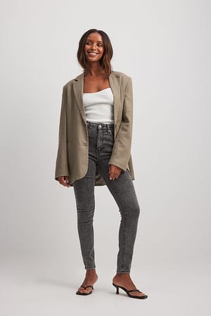 Grey Skinny-Jeans mit Stretchanteil und hoher Taille