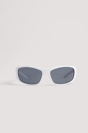 White Slim Wrap Sunglasses