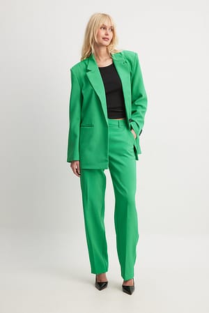 Dark Green Pantaloni eleganti con gamba dritta in tessuto riciclato