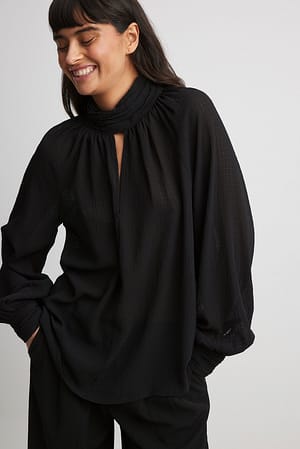Black Gestructureerde blouse