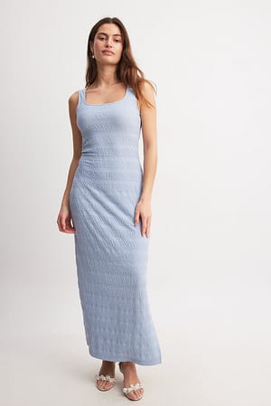 Light Blue Structured Midi Dress