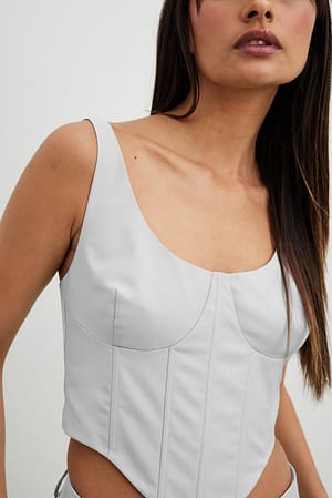 Light Grey Top corsetto sartoriale