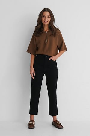 Black Mom Jeans Mit Hoher Taille