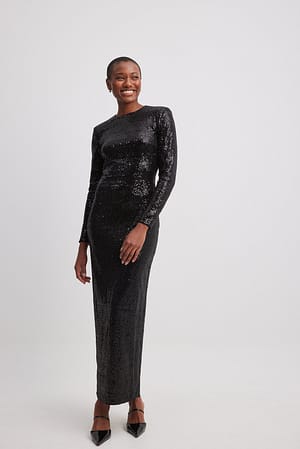 Black Maxivestido de terciopelo y lentejuelas