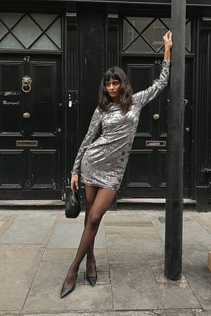 Gray Minivestido de terciopelo con lentejuelas