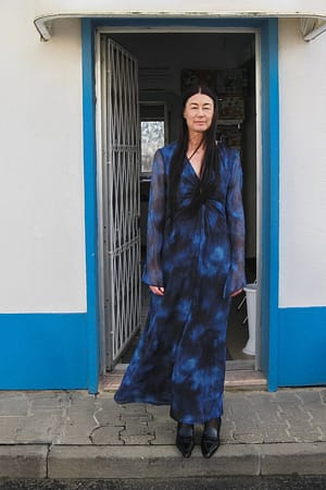Blue Print Maxi-jurk van chiffon met cut-out in de taille